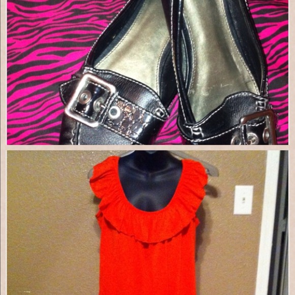 Women's 2x orange dress and shoes bundle