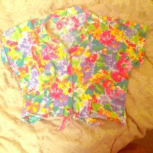 Vintage bright floral crop top