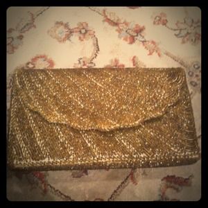 Gold beaded clutch SOLD