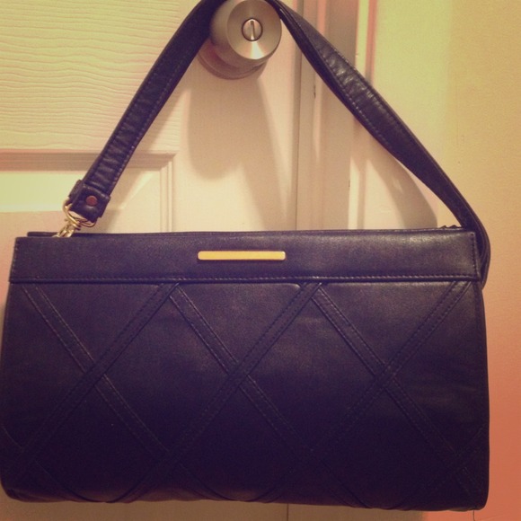 Vintage style navy blue handbag