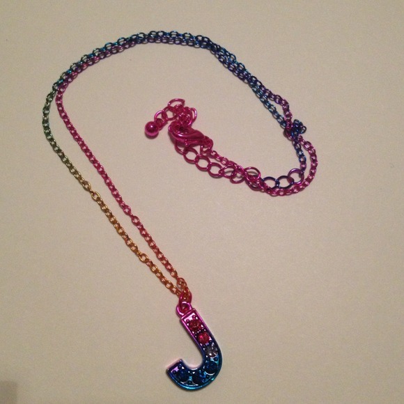 Rainbow "J" Necklace
