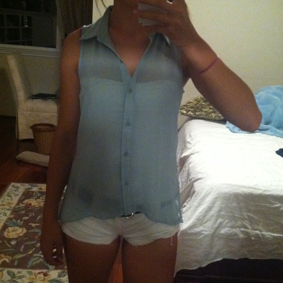 Never worn, sea foam green see through tank - Picture 1 of 2