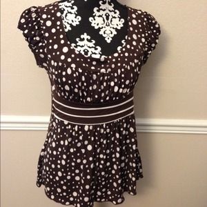 CUTE BROWN & WHITE POKA DOT TOP 4 top bundle