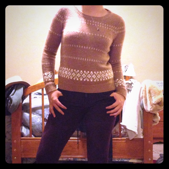 Brown printed J. Crew sweater