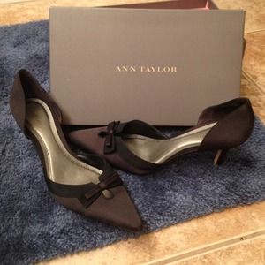 Ann Taylor, Vivian Black Satin Heels, size 8.5