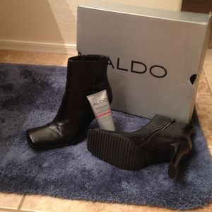 Aldo, black leather boots, size 39