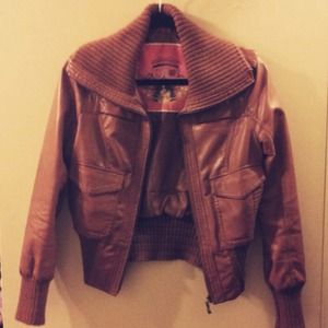 KEEPING FOR NOW Leather bomber jacket