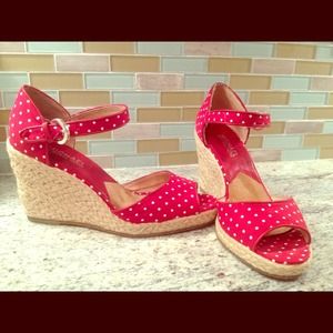 Michael kors red polka dot wedges