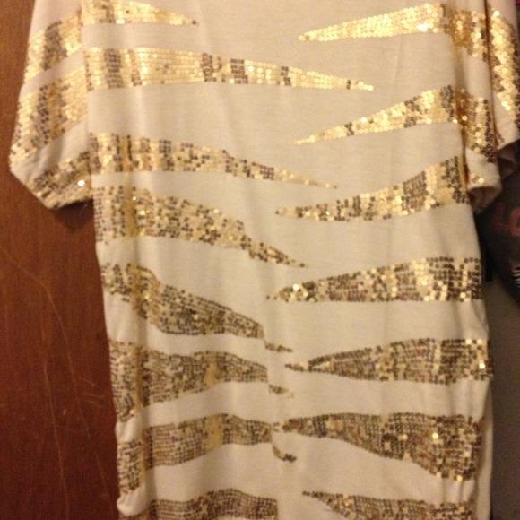 Poof authentic creme shirt with gold designs