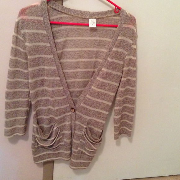 Striped, thin, knitted cardigan