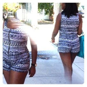 Black and White Tribe Romper