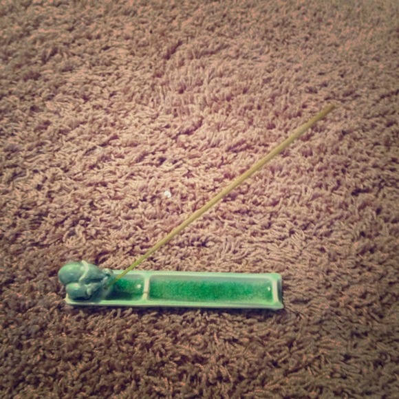 Jade green elephant incense burner.