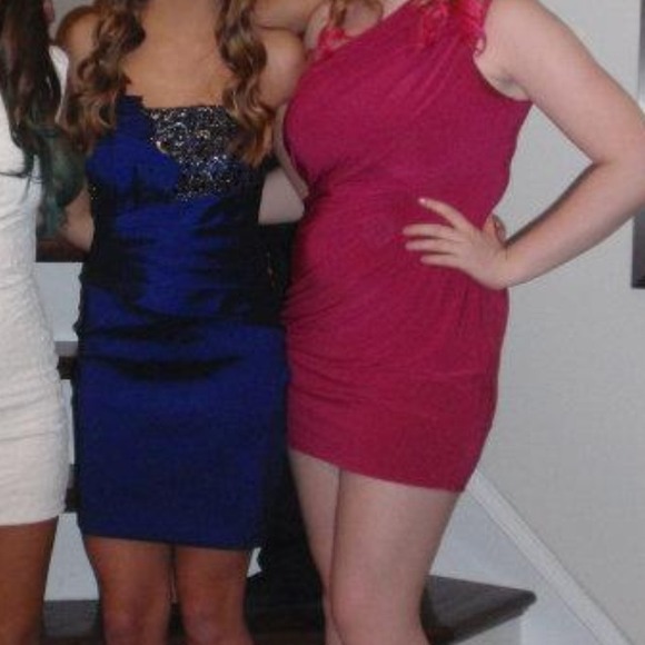 Dark pink one shoulder dress