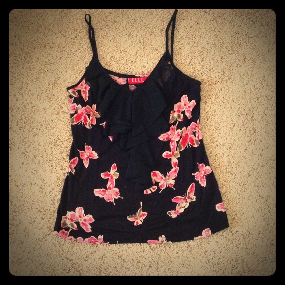 Spaghetti strap ruffle tank