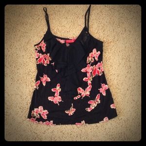 Spaghetti strap ruffle tank