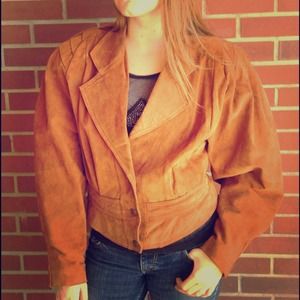 G-II vintage 80's suede  jacket chestnut brown   M