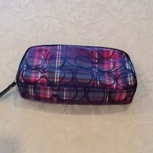 Coach plaid cosmetic bag