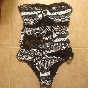 HOLD! Pacsun one piece black & white lace swimsuit