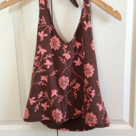 Halter neck floral print tank top