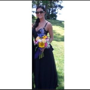 DONATED Floor Length Black Chiffon Gown