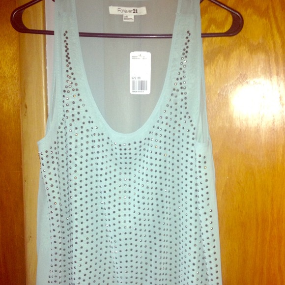 Forever 21 mint green sheer blingy top!