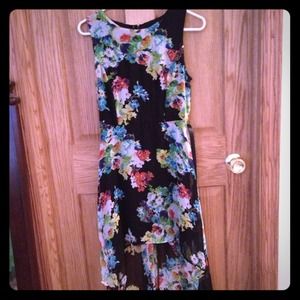 Flower pattern hi low dress