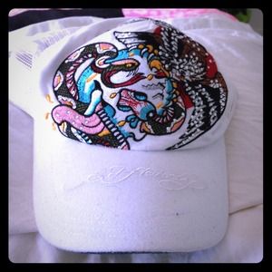 Authentic White Ed Hardy Hat