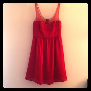 TRADE Red dress w/ sweetheart neckline and sheer