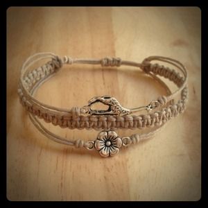 Giraffe Flower Charm Braid Natural Hemp Bracelet
