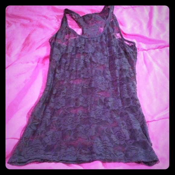 ❌❌❌TRADED❌❌❌Grey Lace Tank Top
