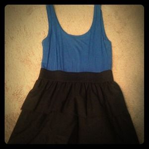 Blue and black ruffled Love Ady Dress