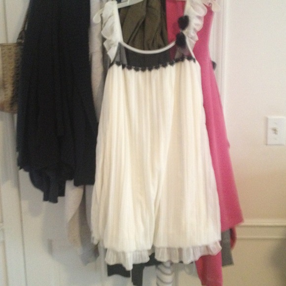 Cream and black bubble hem dress/tunic