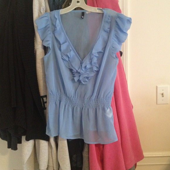 Light blue chiffon top with ruffles