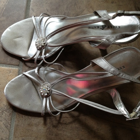 Silver prom high heels