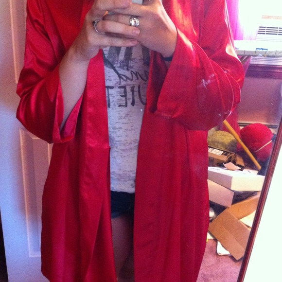 Sexy silky red robe