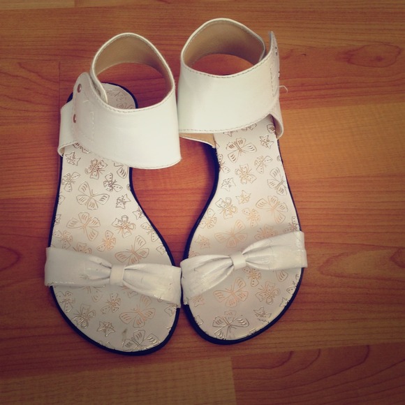 Cute white flat ankle sandals