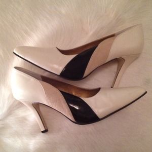 Nude with Black Stripe Kitten Heel