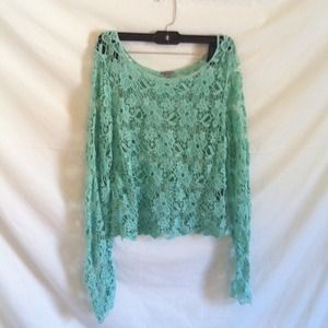 🎀 Mint Green Crochet Knit Top 🎀