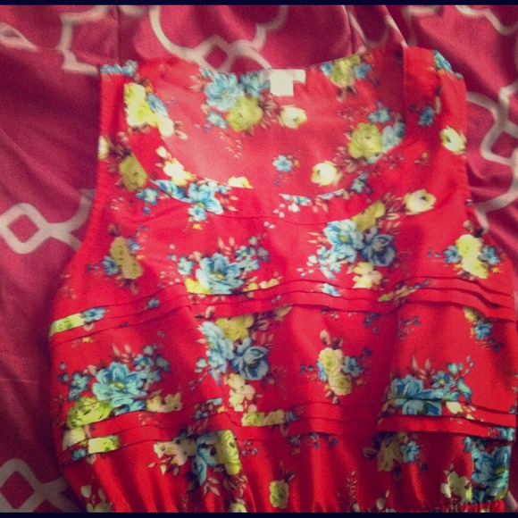 Red floral dress