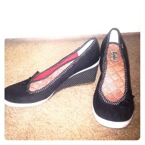 Polka dot tennis shoe wedges