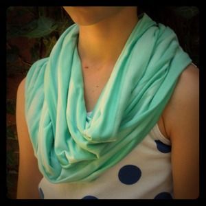 Striped Aqua Sea foam Green Mint Infinity Scarf