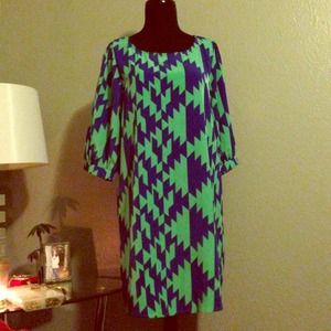 Blue & Green shift dress
