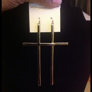 Gold cross earrings