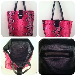 Hot pink snake skin tote