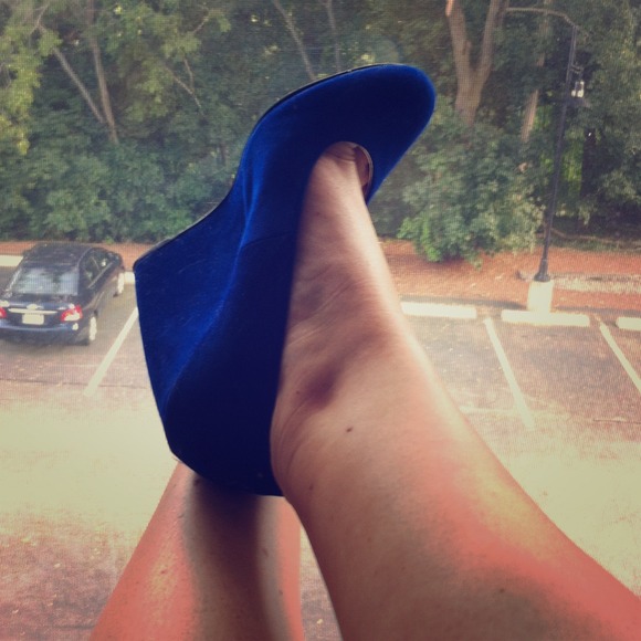 Bright Blue Wedge Heels
