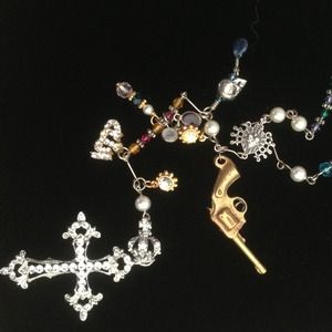 Sterling silver crystal cross statement necklace