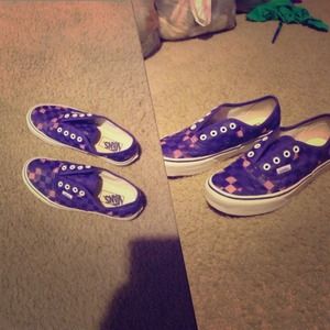 Purple and Pink checkered Vans size 5 in boys