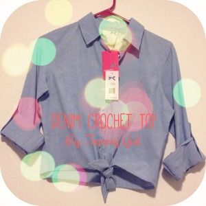 Denim crochet back shirt