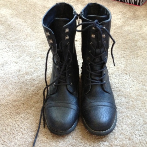 Black studded combat boots