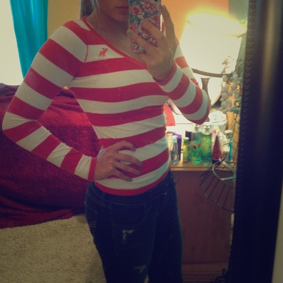 Orange and white Abercrombie sweater